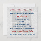 50e URPRISE Birthday Party Blue White W1443 Kaart (Achterkant)