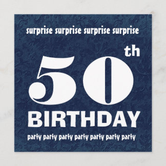 50e URPRISE Birthday Party Blue White W1443 Kaart