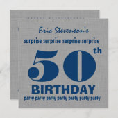 50e URPRISE Birthday Party GRAY BLUE V19 Kaart (Voorkant / Achterkant)