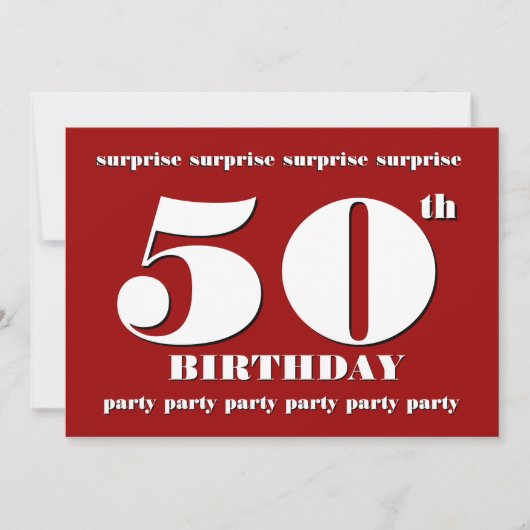 50e URPRISE Birthday Party Invitation - RED Kaart (Voorkant)