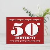 50e URPRISE Birthday Party Invitation - RED Kaart (Staand voorkant)