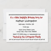 50e URPRISE Birthday Party Invitation - RED Kaart (Achterkant)