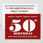 50e URPRISE Birthday Party Invitation - RED Kaart (Voorkant / Achterkant)