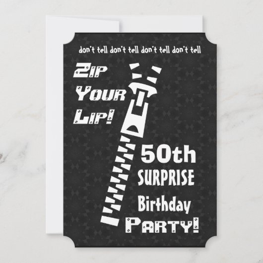 50e URPRISE Birthday Party Zip Your Lip v04 Kaart (Voorkant)