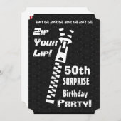 50e URPRISE Birthday Party Zip Your Lip v04 Kaart (Voorkant / Achterkant)