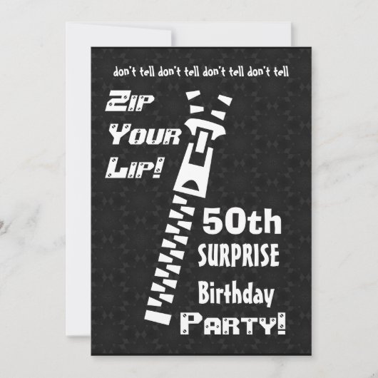 50e URPRISE Birthday Party Zip Your Lip W1456 Kaart (Voorkant)