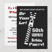 50e URPRISE Birthday Party Zip Your Lip W1456 Kaart (Voorkant / Achterkant)