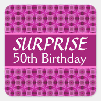 50e URPRISE Birthday Pink Festive Pattern Vierkante Sticker