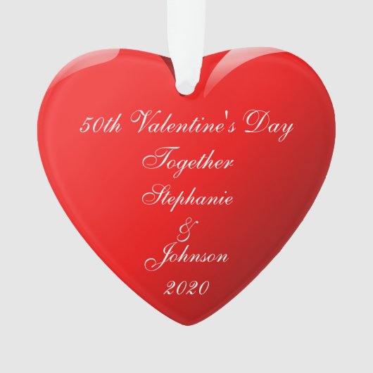 50e Valentijnsdag samen Names Heart Red Ornament (voorkant)