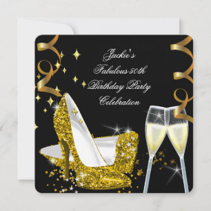 50e Verbluffende Gouden Glitter Hakken Verjaardag  Kaart