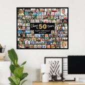 50e verjaardag 100 foto's zwart goud juichen voor  poster (Thuiskantoor)