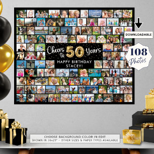 50e Verjaardag 108 Foto's Zwart Goud Proost Op Het Poster