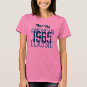 50e verjaardag 1965 Amerikaanse Classic Pink Blue  T-shirt