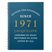 50e verjaardag 1971 blauw goud voor haar persoonli notitieboek (Voorkant)