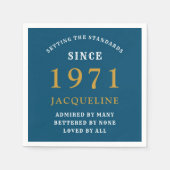 50e verjaardag 1971 blauw goud voor haar persoonli servet (Voorkant)