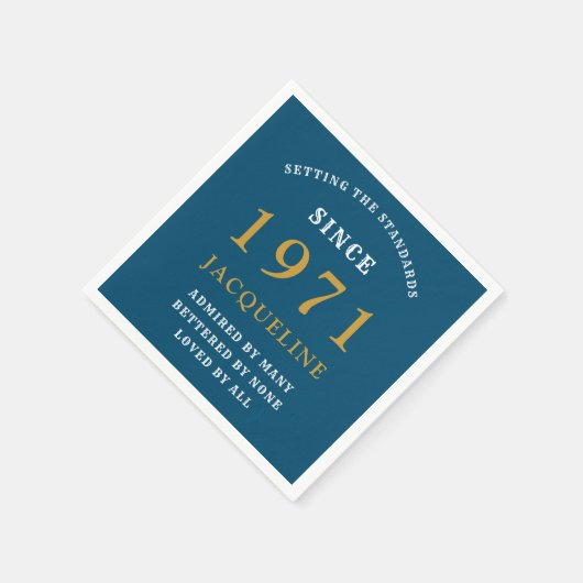 50e verjaardag 1971 blauw goud voor haar persoonli servet (Hoek)