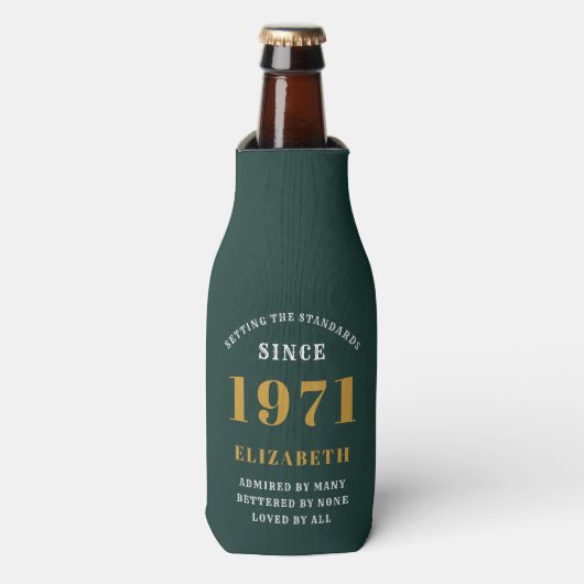 50e verjaardag 1971 Green Gold voor haar persoonli Flesjeskoeler (Fles Voorkant)