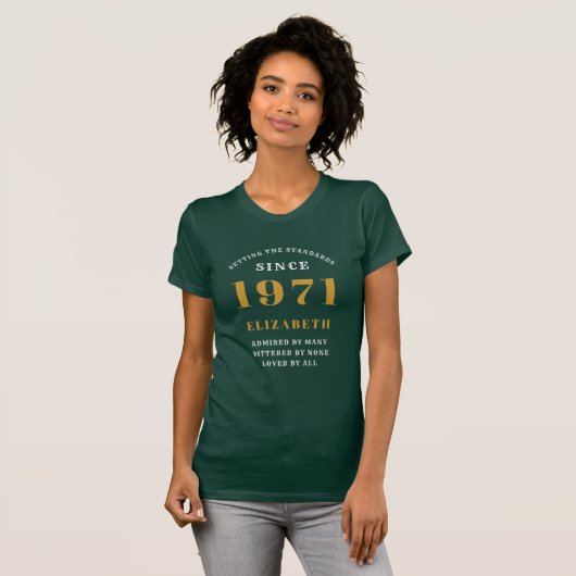 50e verjaardag 1971 Green Gold voor haar persoonli T-shirt (Voorkant volledig)