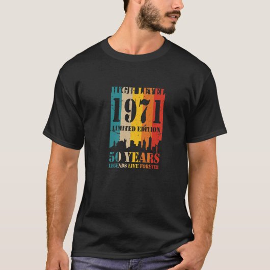 50e verjaardag 1971 Legends op hoog niveau voor al T-shirt (Voorkant)