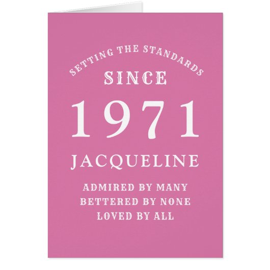 50e verjaardag 1971 roze wit voor haar persoonlijk (Voorkant)