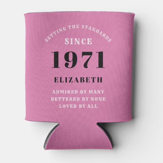 50e verjaardag 1971 roze zwart voor haar persoonli blikjeskoeler (Voorkant)