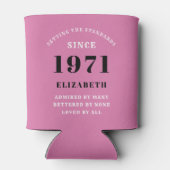 50e verjaardag 1971 roze zwart voor haar persoonli blikjeskoeler (Achterkant)