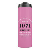 50e verjaardag 1971 roze zwart voor haar persoonli thermosbeker (Voorkant)