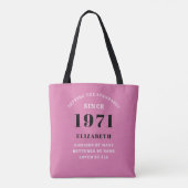 50e verjaardag 1971 roze zwart voor haar persoonli tote bag (Achterkant)
