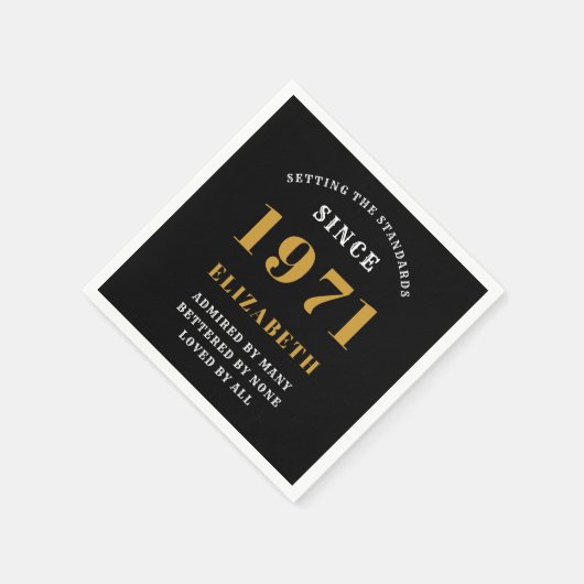 50e verjaardag 1971 zwart goud voor haar persoonli servet (Hoek)