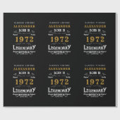 50e verjaardag 1972 Black Gold Add Name Legendary Cadeaupapier (Vlak)