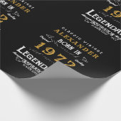 50e verjaardag 1972 Black Gold Add Name Legendary Cadeaupapier (Hoek)