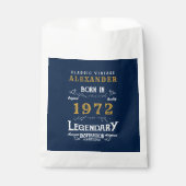 50e verjaardag 1972 Blue Gold Add Name Retro Bedankzakje (Voorkant)