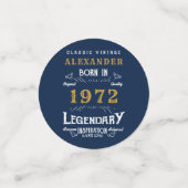 50e verjaardag 1972 Blue Gold Add Name Retro Confetti (Kleine voorkant)