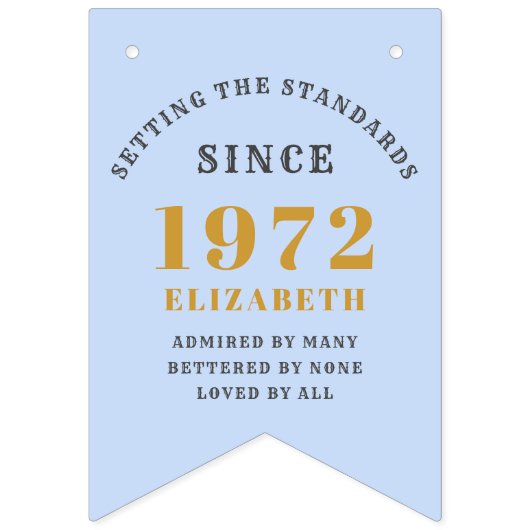 50e verjaardag 1972 Blue Gold Name Vlaggetjes (Eerste vlag)