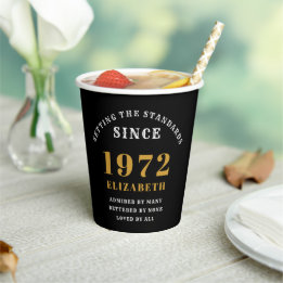 50e verjaardag 1972 Elegant Black Gold Chic Papieren Bekers