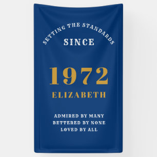 50e verjaardag 1972 Elegant Chic Blue Spandoek