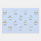 50e verjaardag 1972 Elegant Gold Blue Grey Inpakpapier Vel (Voorkant 3)