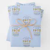 50e verjaardag 1972 Elegant Gold Blue Grey Inpakpapier Vel (In situ)
