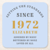 50e verjaardag 1972 Elegant Gold Blue Grey Kartonnen Onderzetters (Voorkant)