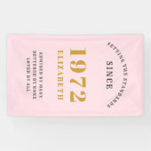 50e verjaardag 1972 Elegant Gold Pink Grey Spandoek (Horizontaal)