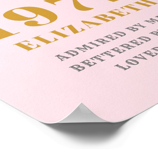 50e verjaardag 1972 Elegant roze grijze afbeelding Poster (Hoek)