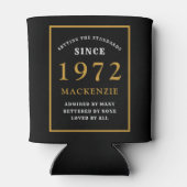 50e verjaardag 1972 Naam Elegant Chic Black Gold Blikjeskoeler (Achterkant)