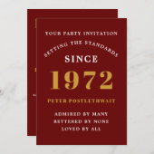 50e verjaardag 1972 Red Gold Elegant Chic Kaart (Voorkant / Achterkant)