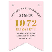 50e verjaardag 1972 Roze Gold Name Vlaggetjes (Eerste vlag)