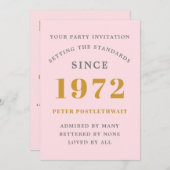 50e verjaardag 1972 Roze goudkleurige afbeelding Kaart (Voorkant / Achterkant)