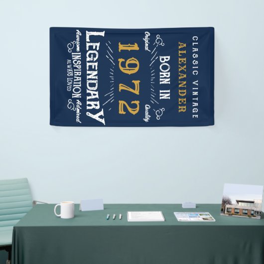 50e verjaardag 1972 Voeg de naam Blue Gold Legenda Spandoek (Beurs)