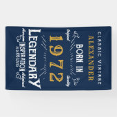 50e verjaardag 1972 Voeg de naam Blue Gold Legenda Spandoek (Horizontaal)