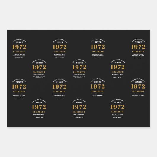 50e verjaardag 1972 zwart-wit legant inpakpapier vel (Voorkant 3)