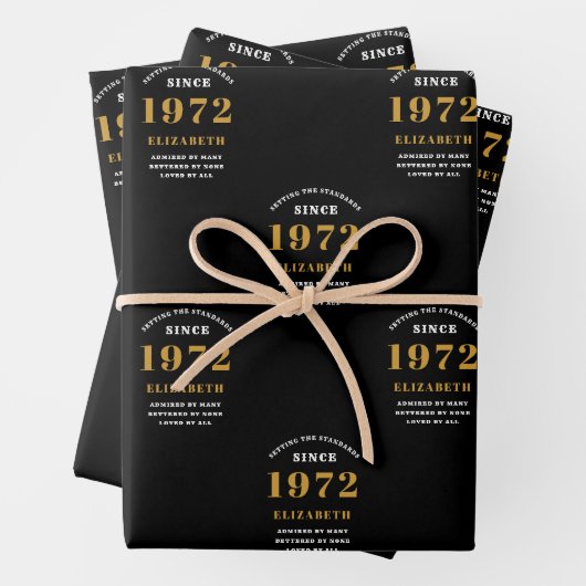 50e verjaardag 1972 zwart-wit legant inpakpapier vel (In situ)