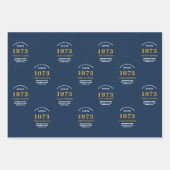 50e verjaardag 1973 Blue Gold Add Name Inpakpapier Vel (Voorkant 3)